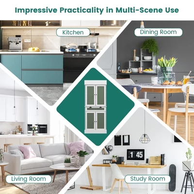 Costway 72'' Kitchen Buffet Hutch Pantry Cabinet Cupboard With 4 Doors & Adjustable Shelves 10 Costway 72'' Kitchen Buffet Hutch Pantry Cabinet Cupboard With 4 Doors & Adjustable Shelves - Image 8