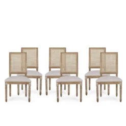 Set Of 6 Regina French Country Wood And Cane Upholstered Dining Chairs - Christopher Knight Home -Baxton Home Shop GUEST 16ab1708 a0b3 4aae 8934 8861afe03b28