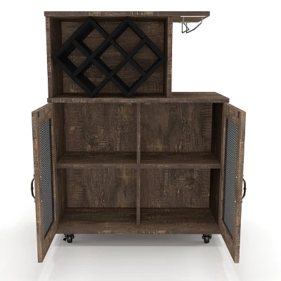 Morse Farmhouse Mobile Wine Cabinet Reclaimed Oak - HOMES: Inside + Out 7 Morse Farmhouse Mobile Wine Cabinet Reclaimed Oak - HOMES: Inside + Out - Image 5