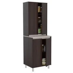 4 Door Breakroom Cabinet Espresso/Amber Gray - Inval -Baxton Home Shop GUEST 17712426 cf6c 4268 a5f4 8b98ee9901fa