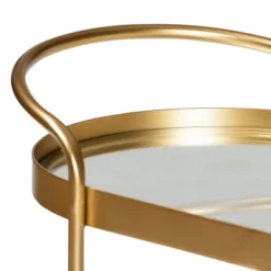 Kamal Glam Brushed Metal And Mirrored Glass 2 Tier Mobile Wine Bar Cart Gold - Baxton Studio -Baxton Home Shop GUEST 177e2668 9776 406c 9999 b2a2b27bbc60