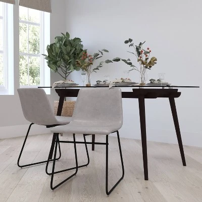 Set Of 2 Faux Leather Bucket Seat Dining Chairs With Frame - Merrick Lane 21 Set Of 2 Faux Leather Bucket Seat Dining Chairs With Frame - Merrick Lane - Image 19