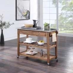 Sonoma Kitchen Cart With Stainless Steel Top Wire Brush Barnwood Brown - Boraam 11 Sonoma Kitchen Cart With Stainless Steel Top Wire Brush Barnwood Brown - Boraam -Baxton Home Shop GUEST 17bde2c2 1079 4466 84bc f27d4e4b90a0
