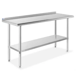 GRIDMANN Stainless Steel Tables With Backsplash And Undershelf, NSF Commercial Kitchen Work & Prep Tables For Restaurant And Home -Baxton Home Shop GUEST 1807d66f d45b 469b b2dc ba481e33071c