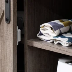 HOMCOM Farmhouse Buffet Cabinet, Kitchen Sideboard, Coffee Bar Cabinet With Sliding Barn Door And Adjustable Shelf For Living Room, Gray -Baxton Home Shop GUEST 19bd4ee4 defb 4b04 855a 95282fc8cc50