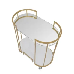 Pavillion 2 Tier Oval Bar Serving Cart Shelves With Glass Mirror Gold - Studio Designs -Baxton Home Shop GUEST 1a62d592 8fc5 433b b732 b431192f806b