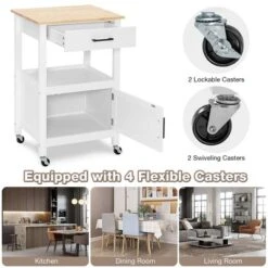 Costway Rolling Kitchen Island Cart On Wheels Bar Serving Trolley W/Drawer Cabinet BlackWhite -Baxton Home Shop GUEST 1adcc6c3 5798 4bce 842f 128193f1bd89