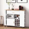 Costway Reversible Folding Kitchen Island Cart Utility Storage Trolley Wine Rack Shelves -Baxton Home Shop GUEST 1b348fc0 f980 403b 9acf a24bbba16469