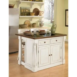 Monarch Kitchen Island And Two Stools Antique White - Home Styles -Baxton Home Shop GUEST 1bb1bfd7 fc20 4803 941b 9792c353e6a9