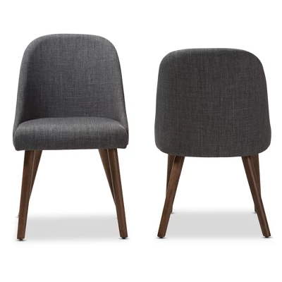 Set Of 2 Cody Mid Century Modern Walnut Finished Wood Fabric Upholstered Dining Chair - Baxton Studio 3 Set Of 2 Cody Mid Century Modern Walnut Finished Wood Fabric Upholstered Dining Chair - Baxton Studio