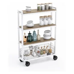 Cart System With Wheels 4 Tier White - Atlantic -Baxton Home Shop GUEST 1cce8ab4 4a7f 446f 94de 67aaaff3a39e
