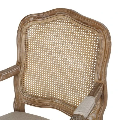 Set Of 2 Andrea French Country Wood And Cane Upholstered Dining Armchairs - Christopher Knight Home 11 Set Of 2 Andrea French Country Wood And Cane Upholstered Dining Armchairs - Christopher Knight Home - Image 9