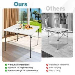 Tangkula Folding Camping Table Portable Picnic Table With All-Weather HDPE Tabletop Metal Frame & Carry Straps White/Gray -Baxton Home Shop GUEST 1d90e61f 3667 4bdf 83bf 43b61ceec3e5