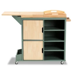 Dorthy Two-Tone Wood Kitchen Cart Green/Natural - Baxton Studio -Baxton Home Shop GUEST 1f1d635f 1764 456d b48e aaf438efba90