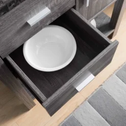 FC Design Two-Toned Baker's Rack Kitchen Utility Storage Cabinet With Drawers, Cabinet, And Black Faux Marble Top In Distressed Grey Finish -Baxton Home Shop GUEST 1f46bed3 8e48 4547 b342 2a7be8fc6bbb