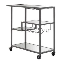 Estelle Step Tier Metal And Glass Bar Cart - Inspire Q -Baxton Home Shop GUEST 211d3dd4 0a82 4832 b737 06a966288f62