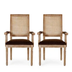 Set Of 2 Maria French Country Wood And Cane Upholstered Dining Chairs - Christopher Knight Home -Baxton Home Shop GUEST 2154aac1 b791 4b59 ba39 992253dc9a9f
