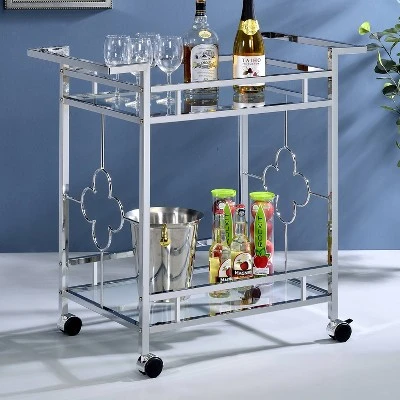 Buncrana Glass Top Serving Cart Chrome - MiBasics 3 Buncrana Glass Top Serving Cart Chrome - MiBasics