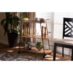 3 Tier Bernard Industrial Metal And Wood Mobile Wine Bar Cart Black/Walnut - Baxton Studio 10 3 Tier Bernard Industrial Metal And Wood Mobile Wine Bar Cart Black/Walnut - Baxton Studio -Baxton Home Shop GUEST 21e303c4 a68d 409f 9423 7faa5d2755e8