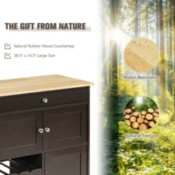 Costway Rolling Kitchen Island Serving Cart Storage Cabinet W/ Wine Rack -Baxton Home Shop GUEST 2220e166 ce39 4e5c 921b dc044dc8ca97