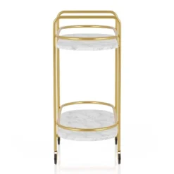 Madronas Serving Carts With Faux Marble Gold Coating/White - MiBasics -Baxton Home Shop GUEST 22faf196 810d 4079 959b 96f9ad17e6e4