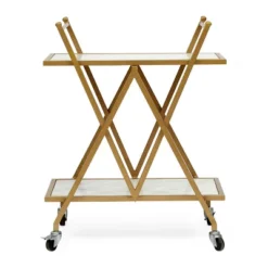 Chaves Handcrafted Modern Glam Marble Bar Cart Gold/White - Christopher Knight Home -Baxton Home Shop GUEST 231c5a4c e189 42e8 a921 1068187ff787