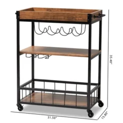 Cerne Oak And Finished Mobile Metal Bar Cart With Wine Bottle Rack Brown - Baxton Studio -Baxton Home Shop GUEST 23852120 e3f0 4275 b03e 8fb5cb87f867