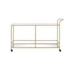 61" Kenda Clear Glass Serving Cart Mirrored/Gold - Acme Furniture