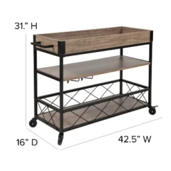 Flash Furniture Buckhead Distressed Light Oak Wood And Iron Kitchen Serving And Bar Cart With Wine Glass Holders -Baxton Home Shop GUEST 23e63120 9e58 426a 9ada a36cca3692ab 1