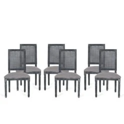 Set Of 6 Regina French Country Wood And Cane Upholstered Dining Chairs - Christopher Knight Home -Baxton Home Shop GUEST 23ff173b f4f4 46c3 95aa 992f09598fb4