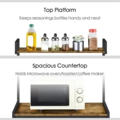 Yaheetech 5-Tier 56" H Baker’s Rack With Wire Basket & Power Outlets, Rustic Brown -Baxton Home Shop GUEST 24fa35f6 b5c3 4b82 a08e 1021846196d0