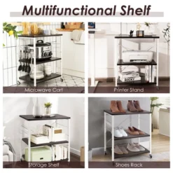 Costway 3-Tier Kitchen Baker's Rack Microwave Oven Storage Cart W/ Hook 18 Costway 3-Tier Kitchen Baker's Rack Microwave Oven Storage Cart W/ Hook -Baxton Home Shop GUEST 2515d684 796e 4353 9f80 cc9a6ccc401b