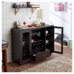Candie Modern Multi-Storage Dining Buffet With Glass Cabinets Espresso - HOMES: Inside + Out -Baxton Home Shop GUEST 251c6ff1 57e7 42a9 a1a4 7e60fbdf029e
