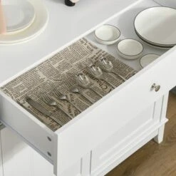 HOMCOM Modern 58" Kitchen Buffet With Hutch, Microwave Cabinet With Drawer And Storage Cupboard, White -Baxton Home Shop GUEST 25c84926 482b 4bda b86b b0674a1f4420