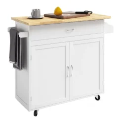 Kitchen Island With Spice Rack And Storage Cabinet – Rolling Cart With Drawers To Use As Coffee Bar, Microwave Stand Or Storage By Lavish Home (White) -Baxton Home Shop GUEST 25e646de f385 4d9f 892b b34429350c4c