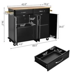 Costway 4-Door Rolling Kitchen Island Cart Buffet Cabinet W/ Towel Racks Drawers WhiteBlack -Baxton Home Shop GUEST 261ce36d 1c48 441e bb87 66163ffe8cbc