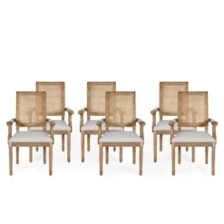 Set Of 6 Maria French Country Wood And Cane Upholstered Dining Chairs - Christopher Knight Home -Baxton Home Shop GUEST 26718f91 c162 4655 ab78 cca898990f21
