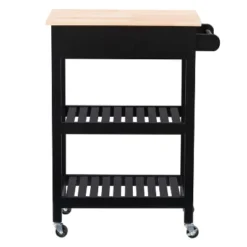 Sage Open Storage Wood Kitchen Cart Black - CorLiving -Baxton Home Shop GUEST 26fba8b9 23de 42b7 b134 2f93ca89861f