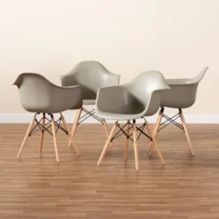 4pc Galen Plastic And Wood Dining Chair Set - Baxton Studio -Baxton Home Shop GUEST 271077b2 6f1c 41d7 a05f 75a0b4c0d47e