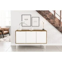 Sienna Sideboard Walnut/White - Polifurniture -Baxton Home Shop GUEST 2798ba73 2093 4db5 a06b e6a8f8600c6a