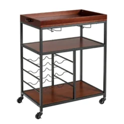 Costway 3 Tier Kitchen Trolley Utility Cart W/Wine Rack & Glass Holder -Baxton Home Shop GUEST 281fee53 3cc8 4b76 8572 0a838a9660aa