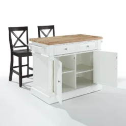 Oxford Kitchen Island With 2 Counter Height Barstools White - Crosley -Baxton Home Shop GUEST 284dde6d 0c14 4e37 a0bf 3693141b8f88