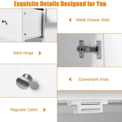 Costway Kitchen Island 2-Door Storage Cabinet Stainless Steel Top W/ Drawers -Baxton Home Shop GUEST 2874e6d6 98b6 469e 9f6b 3bc359184a94