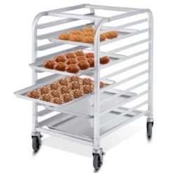 Costway 10 Sheet Aluminum Bakery Rack Silver Commercial Cookie Bun Pan Kitchen W/Wheel -Baxton Home Shop GUEST 28994d47 6e9e 4c09 a21c fb20416dbb34