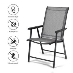 Costway Set Of 4 Outdoor Patio Folding Chairs Camping Deck Garden Pool Beach W/Armrest -Baxton Home Shop GUEST 28a44ae1 943c 494e ba53 ec4984a60854