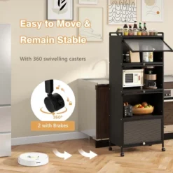 Costway 5-Tier Kitchen Baker's Rack Storage Cabinet Mobile Microwave Stand Flip-up Doors -Baxton Home Shop GUEST 292a52b7 47b2 4f14 b246 c22b8df21990