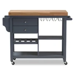 Sunderland Coastal And Farmhouse Natural Wood Kitchen Cart Gray, Light Brown - Baxton Studio -Baxton Home Shop GUEST 2953e0ab edac 491a 9371 6e7a8954ce2d