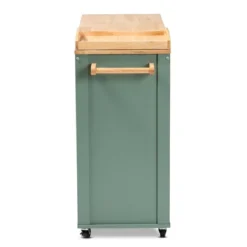 Dorthy Two-Tone Wood Kitchen Cart Green/Natural - Baxton Studio -Baxton Home Shop GUEST 2a2ec81b 7a2f 4c3a a34c b0329f3c3d3d