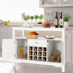 Costway Storage Buffet Sideboard Table Kitchen Sever Cabinet Wine Rack White -Baxton Home Shop GUEST 2aad7183 71fe 4544 bf19 a798bb5b9be9