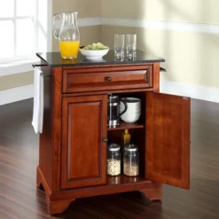 LaFayette Solid Black Granite Top Portable Kitchen Island Wood/Classic Cherry Finish - Crosley -Baxton Home Shop GUEST 2ab2b6ef d05d 4ae2 a8aa edfbb3927223